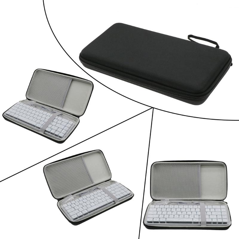 Hard Carrying Case Black Storage Bag Soft Gray Lining for ROG Falchion RX Low Profile Mechanical Wireless Keyboards