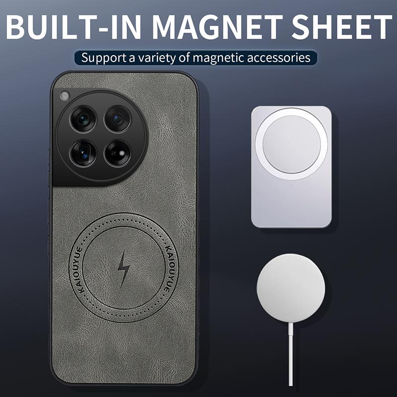 For OnePlus Ace 3/OnePlus Ace 3 Case Simple Stylish Magnetic Suction Luxury Leather Skin-friendly Anti-drop Cover For 1+ Ace3