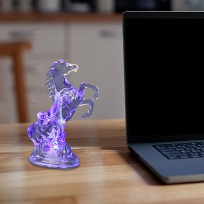 Yousheng Night Light Acrylic Pony Figure Decorative Night Lamp with Colorful Flashing Lights Battery Operated Festive Room Lighting for Bedroom Desk