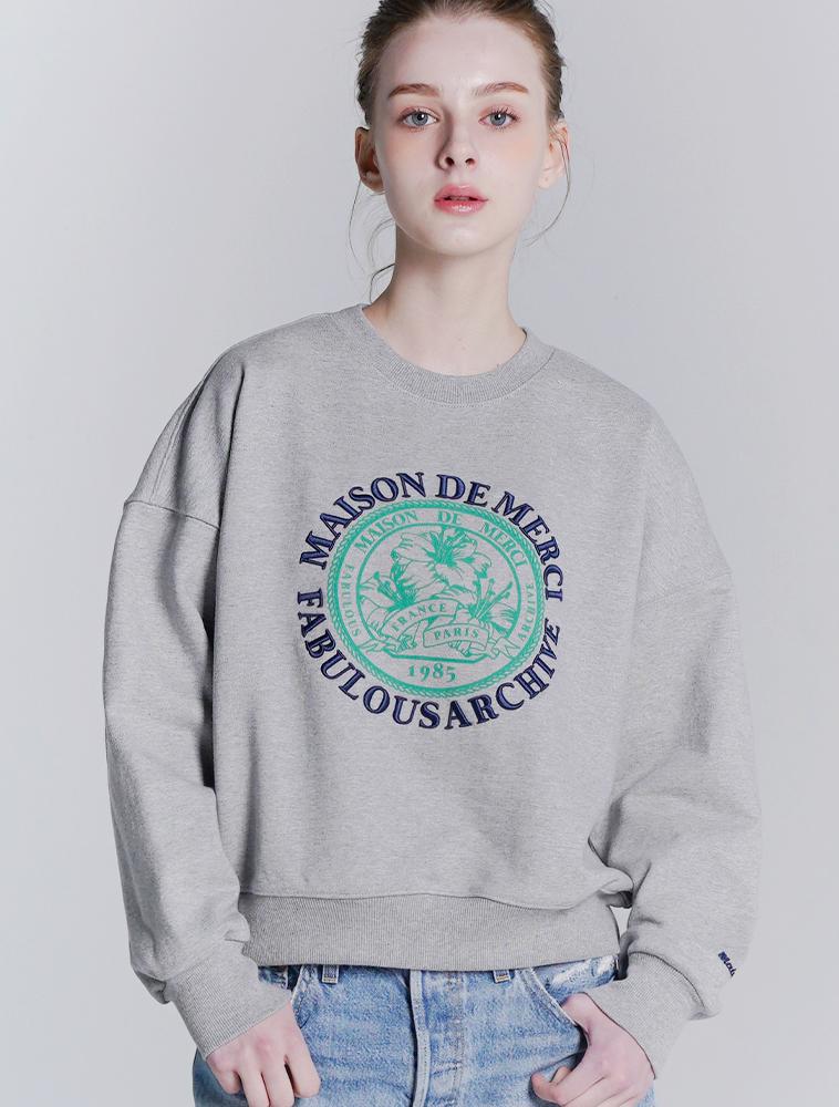 LA MAISON STUDIO Women'S Crop Maison Leris Hidden Logo Sweatshirt Melange Grey (Fcd1Ts201W)