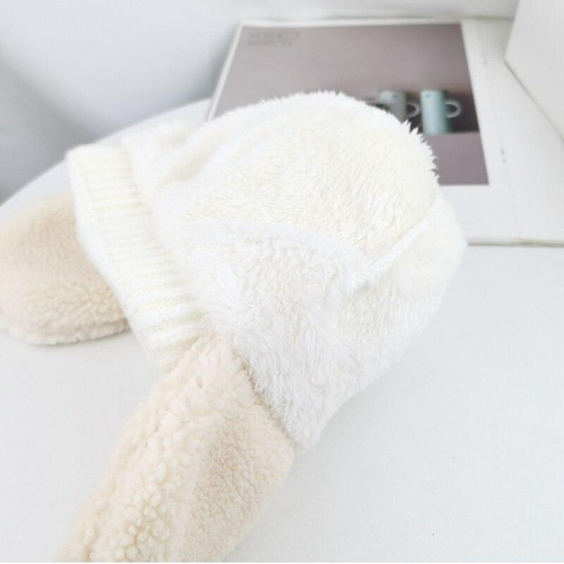 Vinterlue til guttebarn Jente Varmt hode øreklokker Lue ensfarget stripete strikkeplysj fortykning Vinterlue for 2-6 år baby