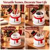 Holiday Home Decoration Cute Snowman Storage Container Durable Resin Makeup Brush Holder Entryway Key Tray Decorative Pen Holder for Office Tabletop