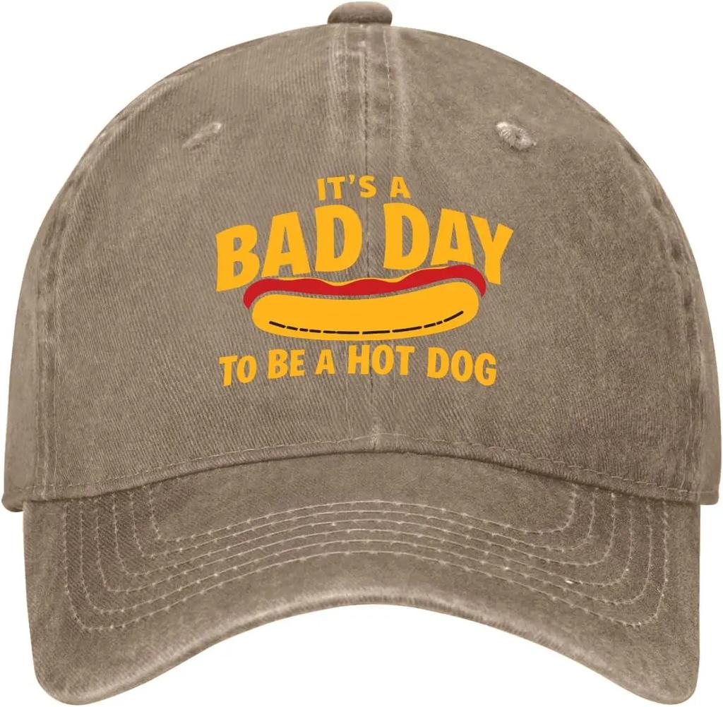 Bad Day To Be A Hotdog Hats For Mens Low Washed Distressed Baseball Caps Next Day Delivery