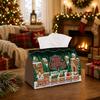 1pc Whimsical Winter Village Christmas Tissue Box-Christmas Train Pine Tree House,Durable Napkin Organizer for Car,Kitchen,Dining,Home Decor-Decorativ