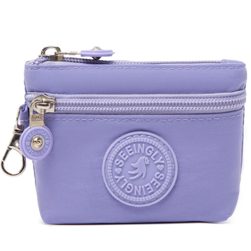New Solid Color Women Wallet Nylon with Keychain Coin Purse Waterproof Mobile Phone Bag Ladies