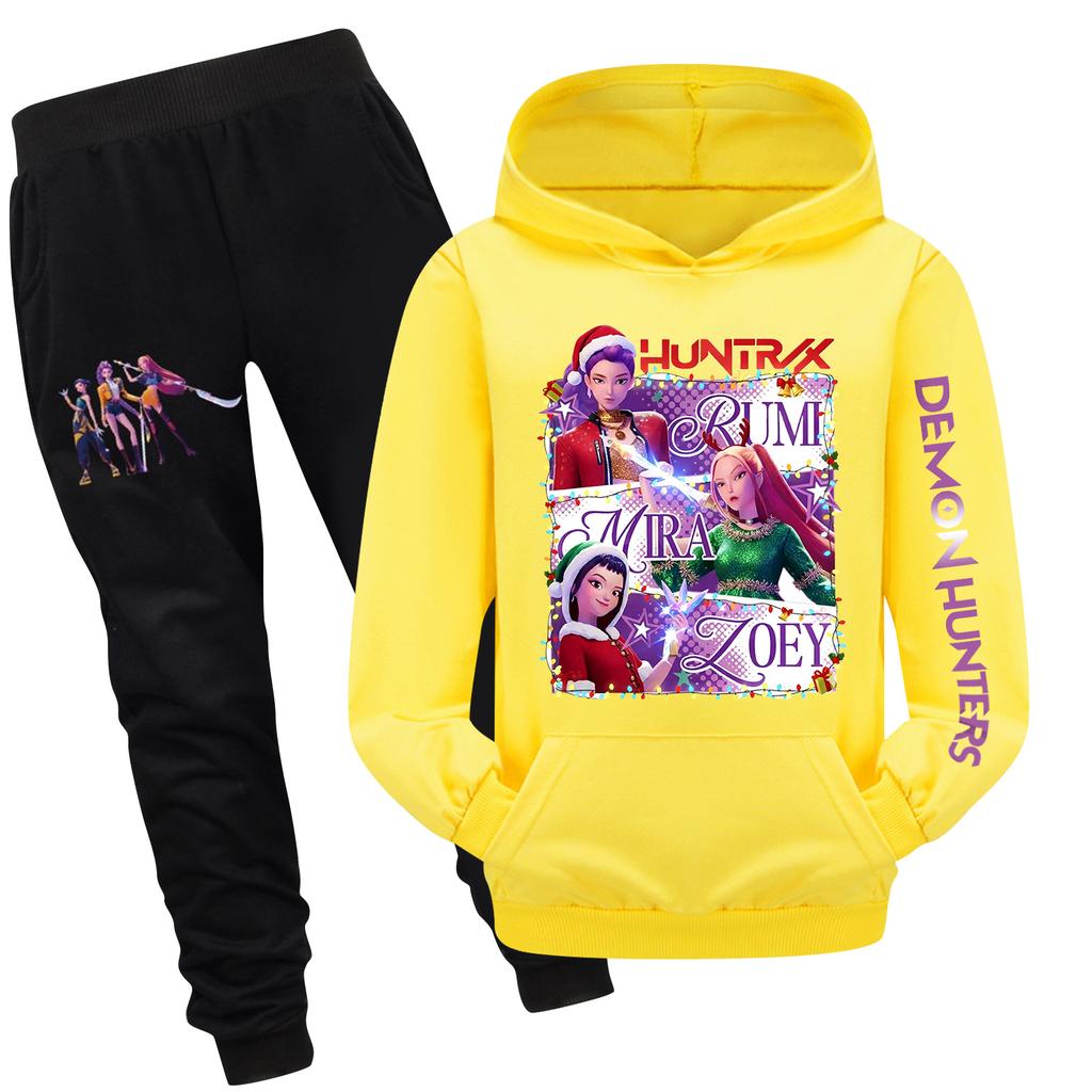 Children's Hooded Top And Pants Two-piece Tracksuit Set Long-sleeved Printed Sweatshirt Set