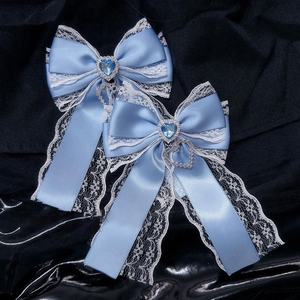 Y2K Subculture Bows Lace Pin Hairpin Lolita Harajuku Gothic Hair Clip Brooch Bling Heart Ita Bag Decoration DIY Bag Accessories