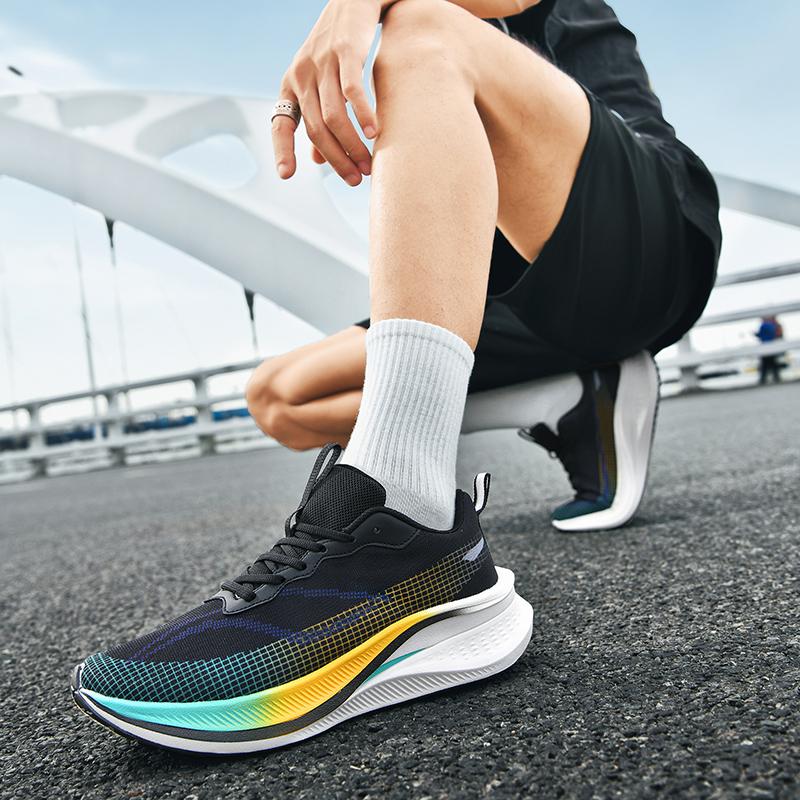 Marathon Air Cushion Carbon Plate Sports Running Shoes Men Breathable Lightweight Women'S Comfortable Athletic Nonskid Sneakers