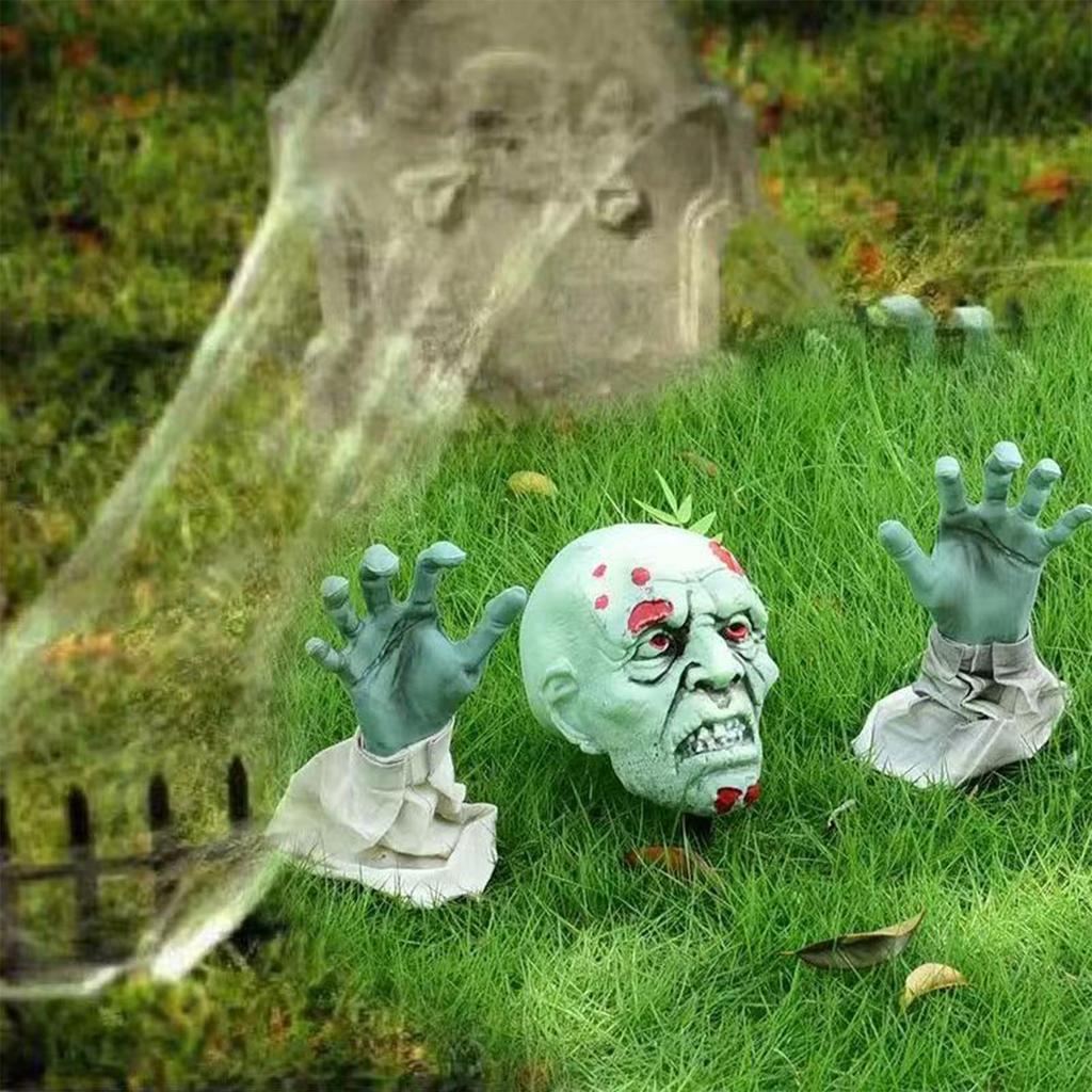 3pcs Halloween Outdoor Skeleton Decor Realistic Skull Ornaments Props Skeleton Coming Out Of Ground Ground Breaker Skeleton