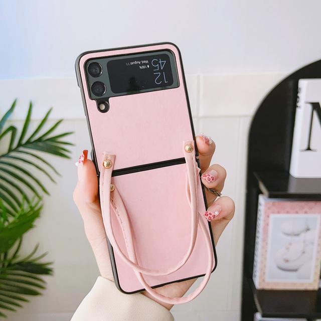 

Простой однотонный чехол-сумочка для телефона Samsung Galaxy Z Flip 1 2 3 4/Z Fold 3 4, противоударный чехол на заднюю панель For Z Fold 3 розовый