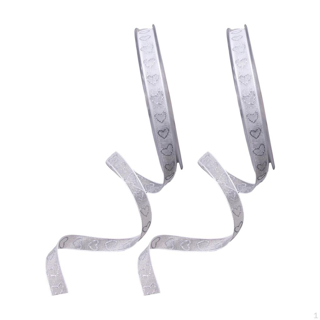 2 Roll Valentine's Day Ribbons Gift Wrapping Wired Heart for Wreath Party