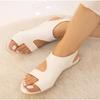 Summer New Set of Toe Beach Sandals Women's Large Size Hollow Elastic Band Snake Pattern Flat Sandals