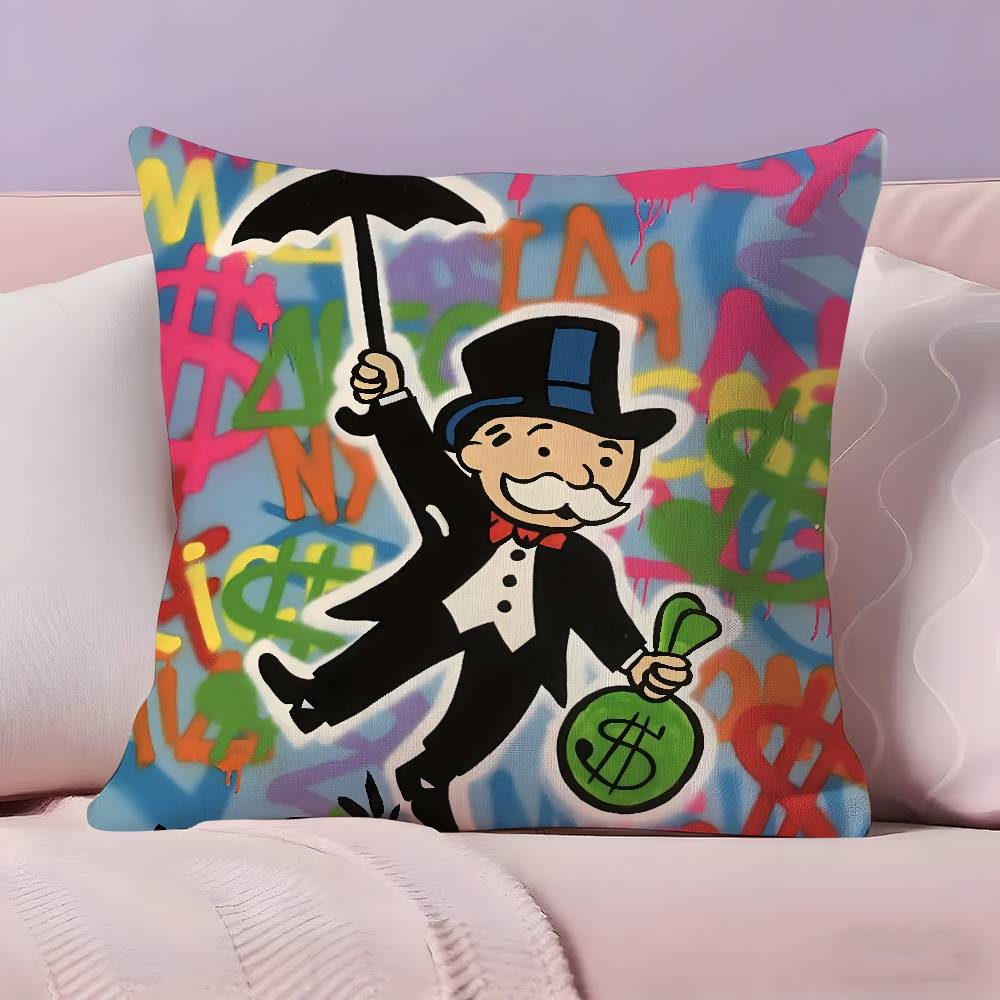 Cartoon M-Monopoly Pillow Case Ultra Soft Skin Friendly Fabric Cloud Like Comfort & Concealed Zipper