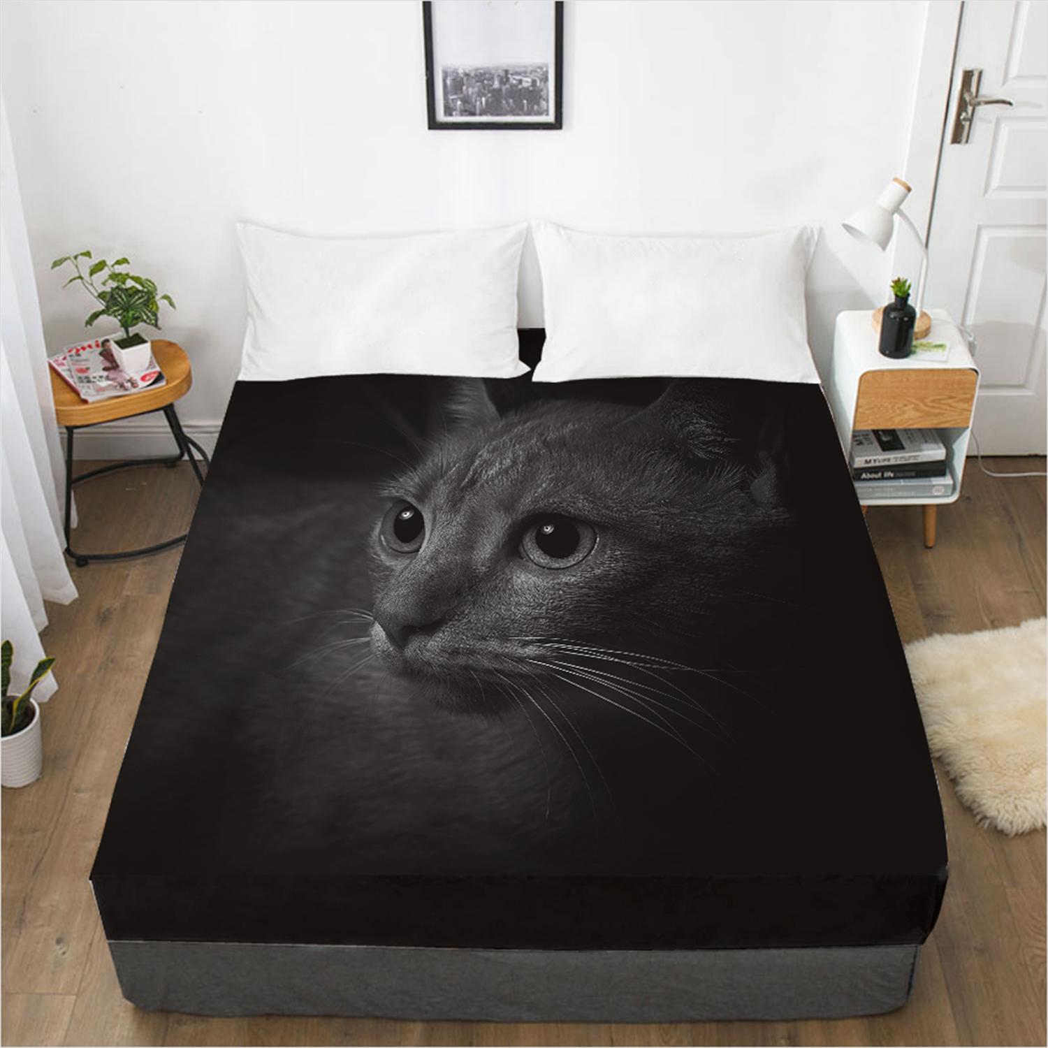 Модная домашняя простыня с котенком и 3D принтом, наматрасник, эластичная лента, простыня, постельные принадлежности 120x200