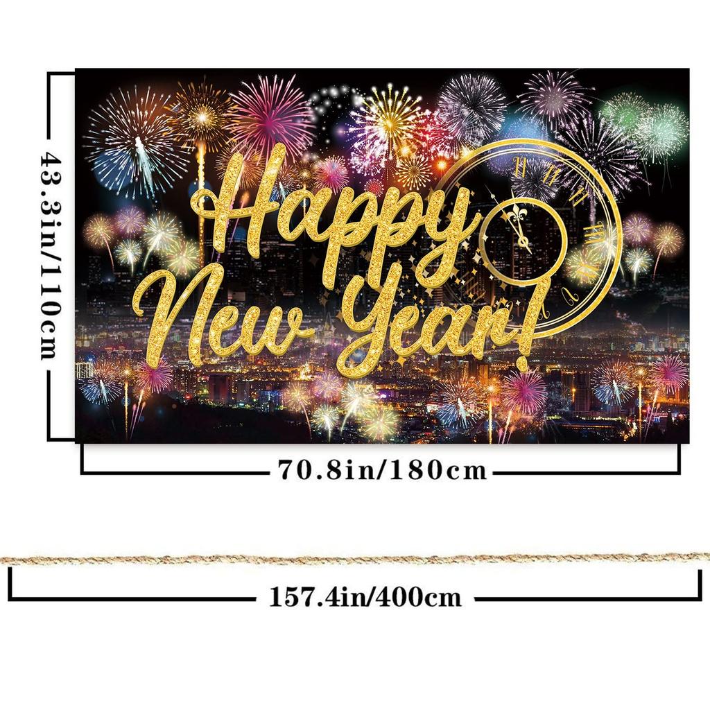 Happy New Year Party Backdrop Poster Banner Photography Background for Party