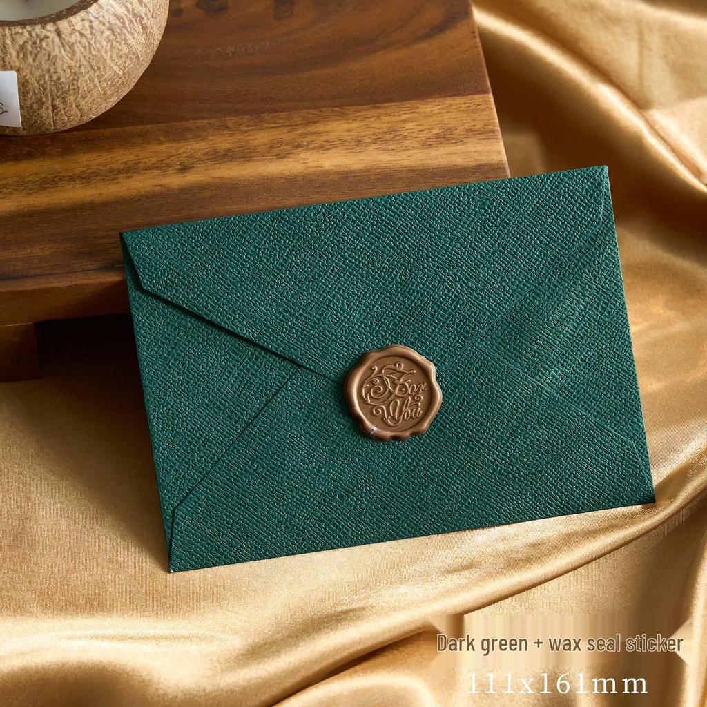 Chinese Retro Style Woven Pattern Envelope & Letter Set with Kraft Paper & Sealing Wax