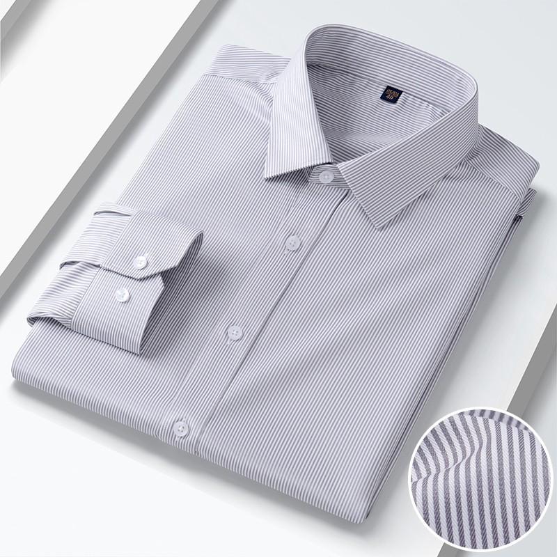 

Мужские модальные легкие эластичные рубашки, устойчивые к морщинам, без карманов, удобная гладкая однотонная классическая рубашка обычного кроя с длинными рукавами 45