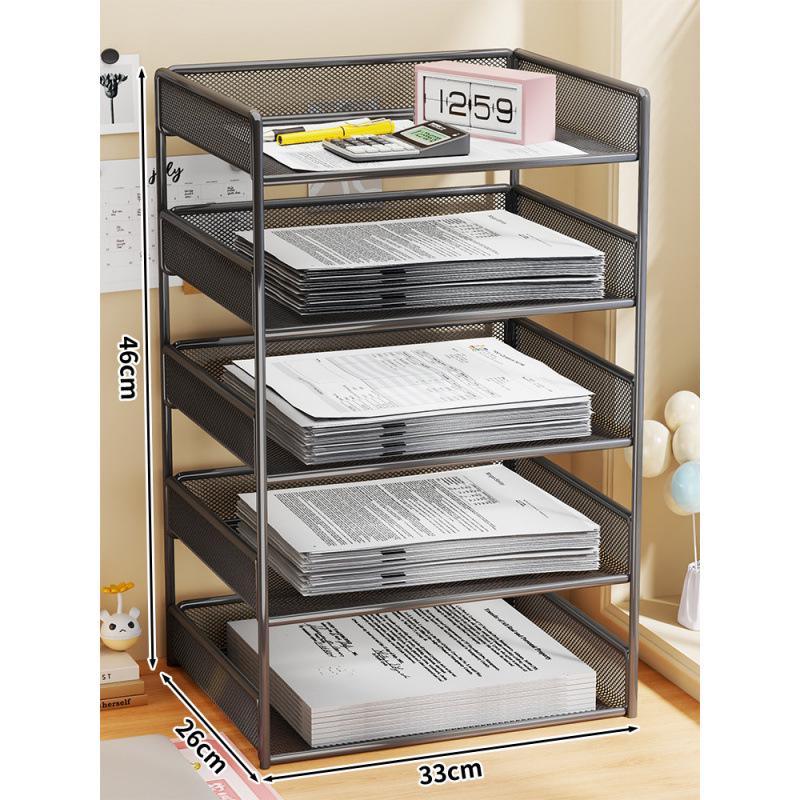 Multi-Layer File Organizer for Desktop: A4 Paper, Books, and Folder Storage Rack