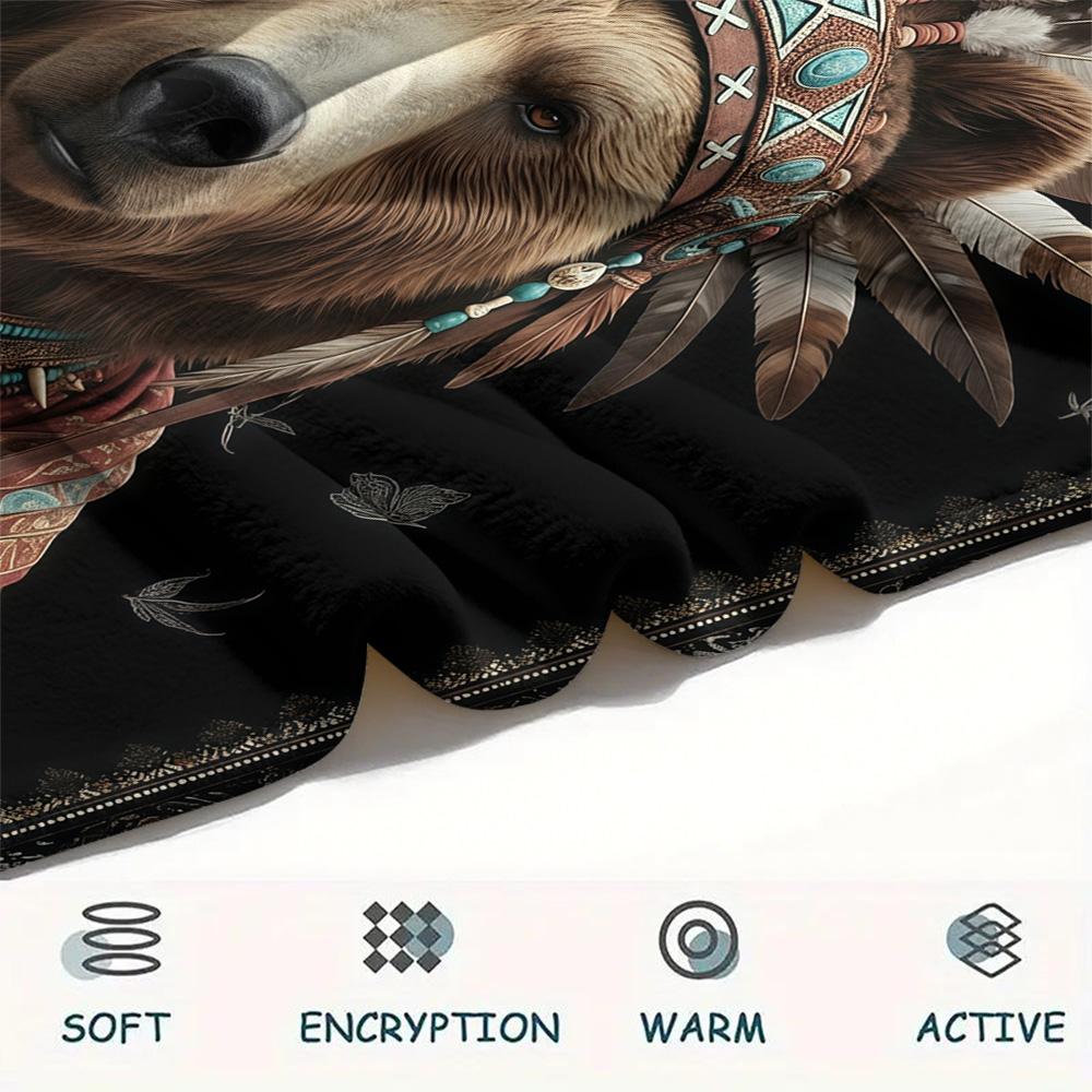 1PC Adorned Wild Sovereign Print FlAannel Blanket, High quality Comfortable for All Seasons, Home Decor, Warmth and Comfort