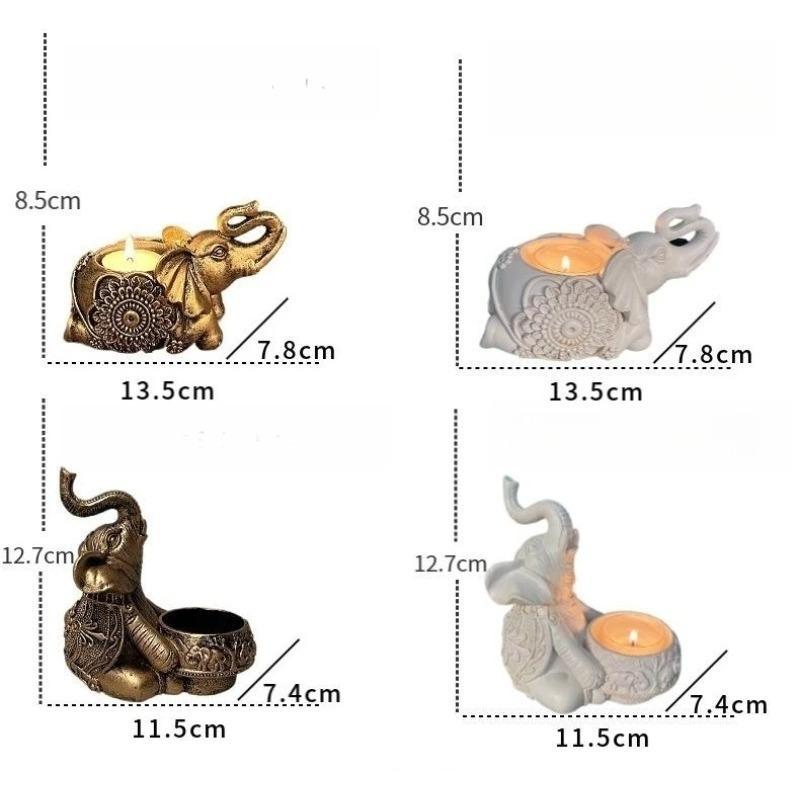 Portacandele Animale, Scultura Tronco d'Elefante, Portacandele Tea Light, Portacandele a Stelo Piccolo Decorativo, Regalo Fortunato.