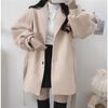 Turndown Collar Trench Women Coat Windbreaker Fitted Clothes Femme Loose Cloak Woolen Single-breasted Coat Outwear