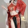 New antique Dunhuang Feitian Exotic Hanfu Uniform Suit Sex Underwear Sexy Printed Perspective Belly Pocket