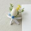 Artificial Wedding Corsage And Boutonniere Set Silk Flower Wrist Corsage And Lapel Pin for Bridal Party Business Opening Ceremony Guest Flower