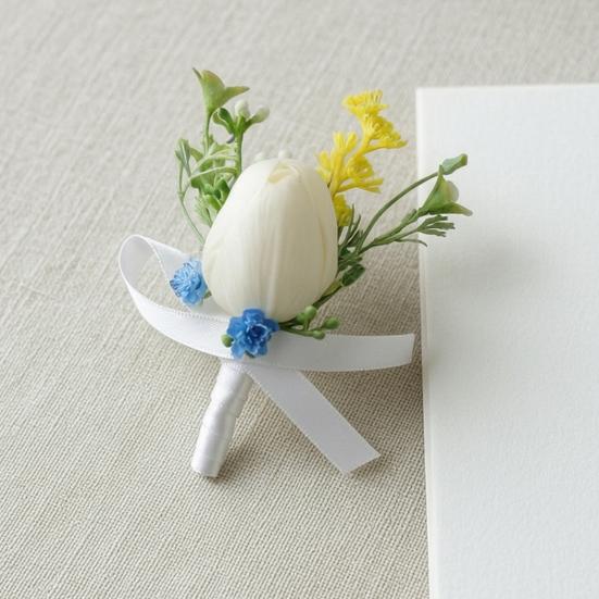 Artificial Wedding Corsage And Boutonniere Set Silk Flower Wrist Corsage And Lapel Pin for Bridal Party Business Opening Ceremony Guest Flower