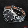 Cinturino Orologio in Pelle di Mucca Vintage 18/20/22mm Braccialetto in Vera Pelle Fatto a Mano Cinghie con Motivo Embossato Pelle di Serpente/Squalo Opaco Lucido