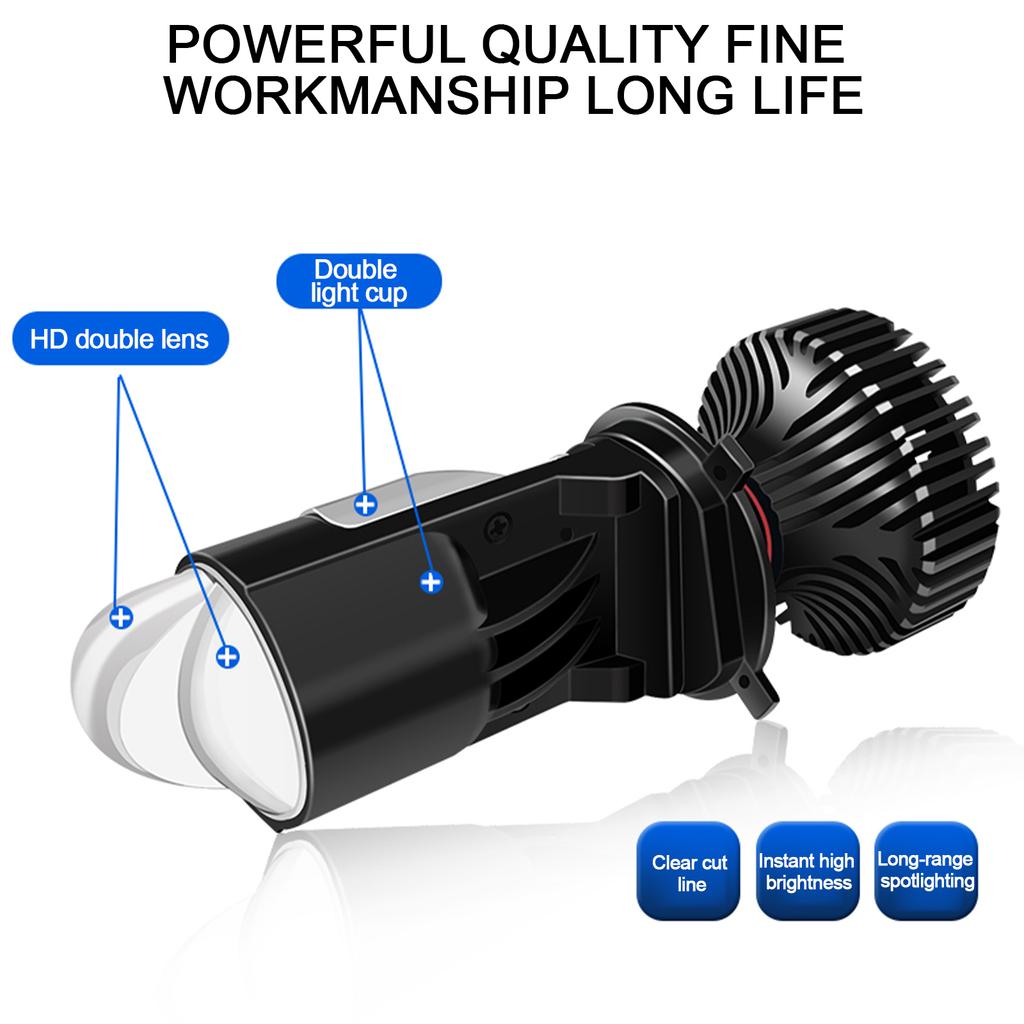 120W Auto Lamp Mini Lens LED H4 Bulbs Headlight for Cars High Beam Low Beam H4 LED Projector Dual Lens Turbo Fan 6000K White