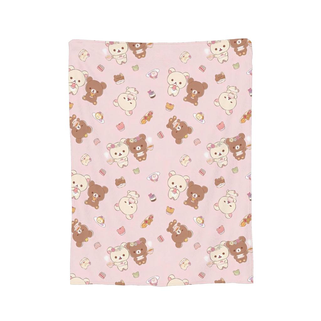 Rosa Süßer Bär Rilakkuma Decke Flauschige Tolle Atmungsaktive Überwurfdecken für Bett Sofa Winter,