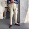 Naples Men's Trendy Casual Italian Business Style High-Waisted Nine-Point Pants 