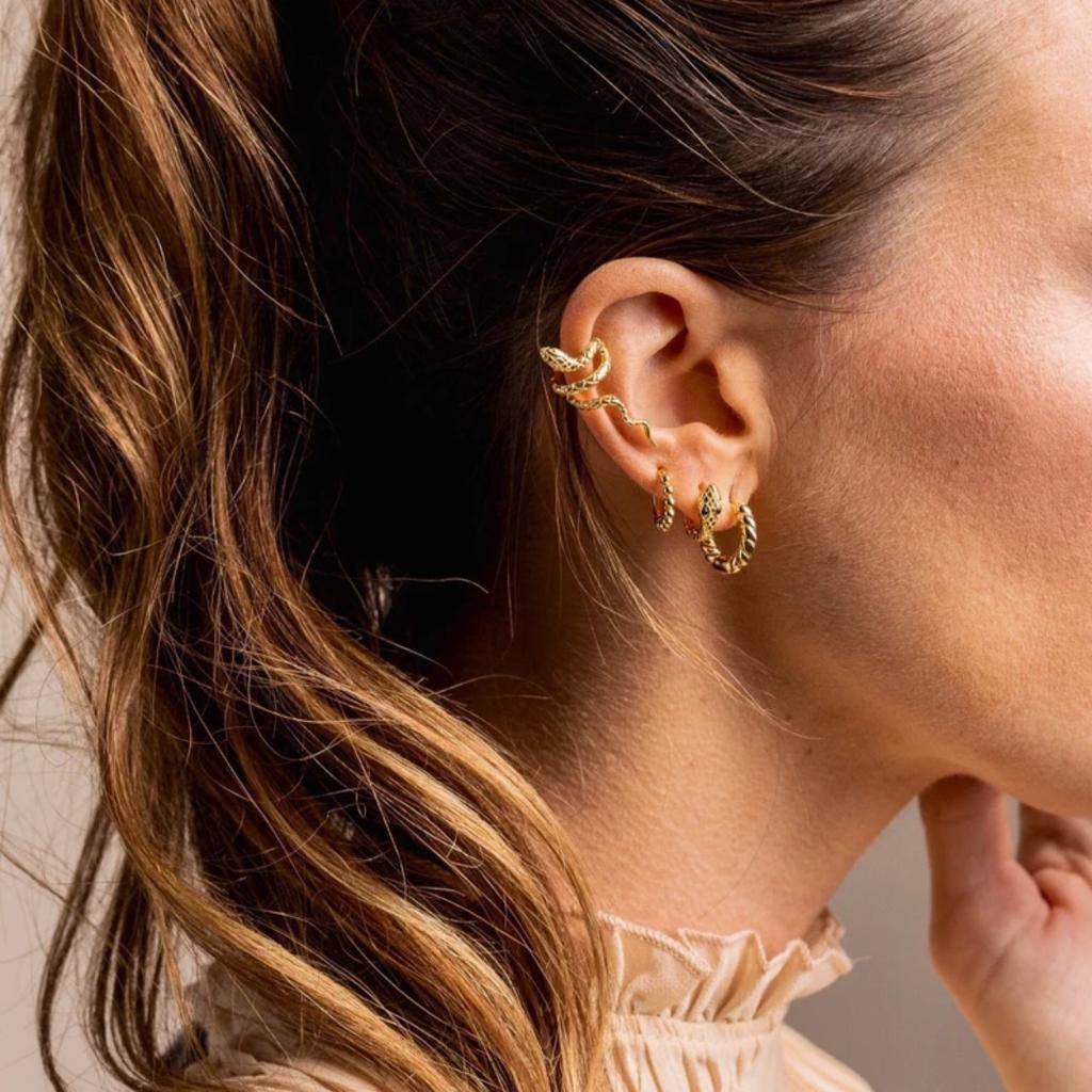 1 Stück Edelstahl Minimal Schlangen Ohr Manschette für Damen Hohe Qualität 18 Karat Metall Geometrisch Temperament Schmuck Bijoux Femme
