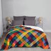 Colorful Plaid Blanket Super Soft Cozy Fleece Throw Blankets for Couch Bed Travel, Lightweight Air Conditioning Blanket Seasons