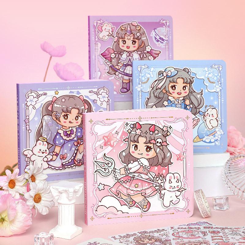 Magical Girl Heart DIY Grid Notebook - Portable Journal with Square Pages