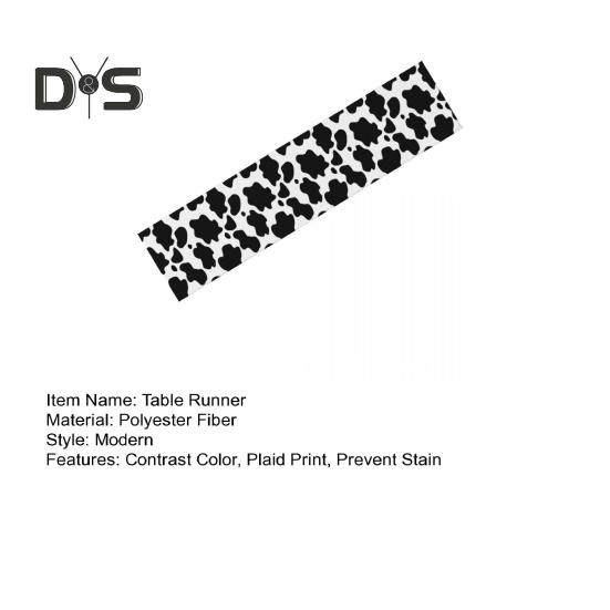 Runner de masă Culoare contrastantă Imprimeu vacă Dreptunghiular Ușor de întreținut Masă Protecție împotriva petelor Banchete Decorare petrecere de sărbători Față de masă