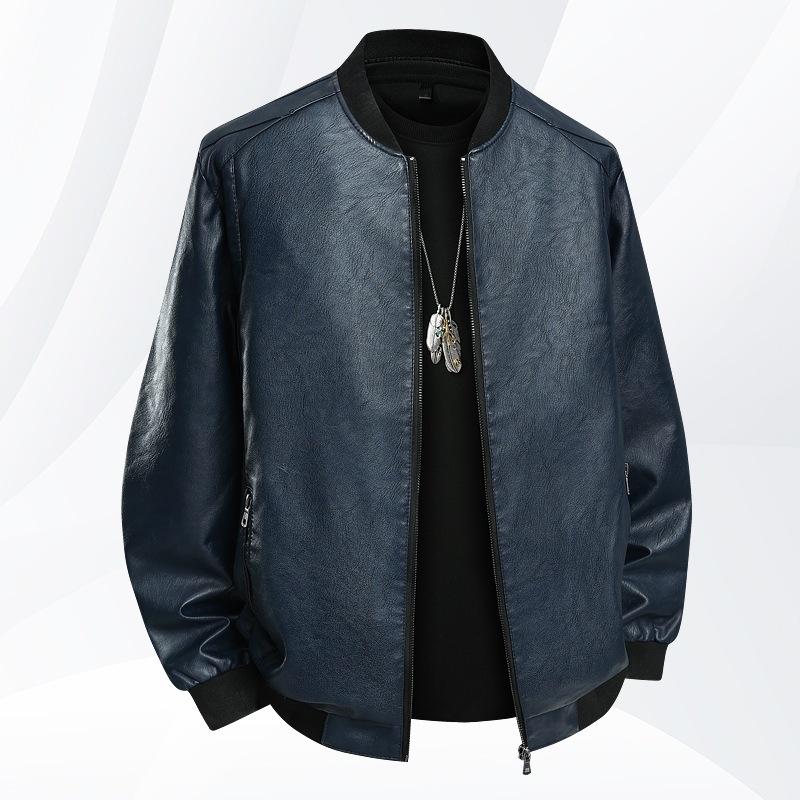 Source Large Size Men's Leather Jacket Business Fashion Casual Trend Spring and Autumn New Leather Jacket Men's Motorcycle Leather