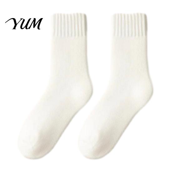 Thermal Insulated Socks for Cold Weather Women Thickened Winter Socks, Solid Color Mid Calf Fleece Lined Anti Slip Ribbed Daily Crew Weather,