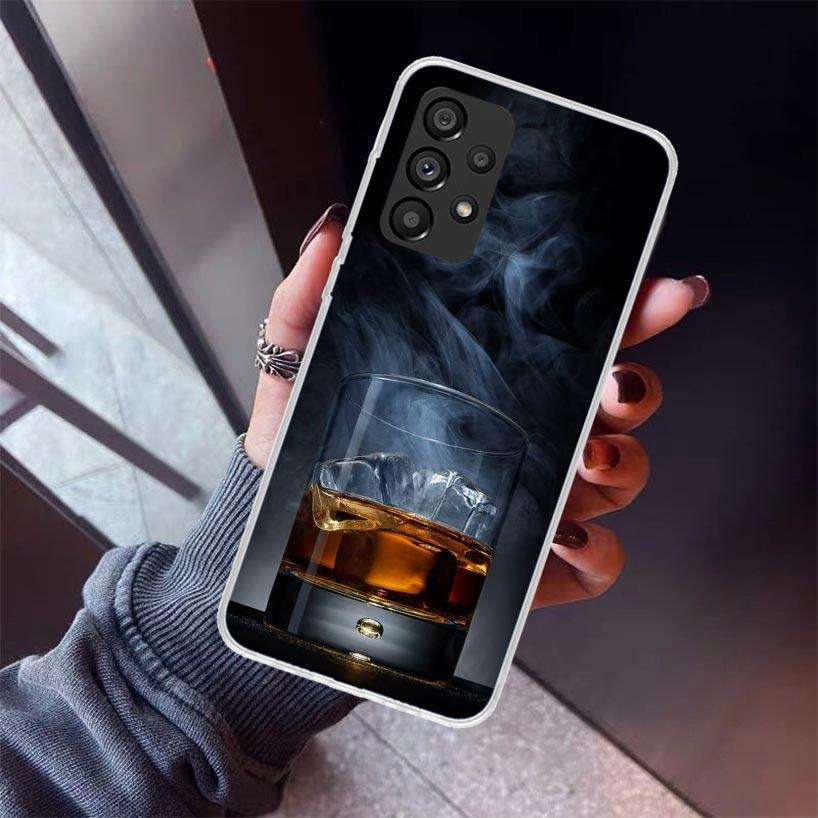Cigar Whiskey Ice Drink Phone Case For Samsung Galaxy A12 A52S A42 A32 A22 A51 A50 Note 20 Ultra 10 S10 Plus A71 A70 A31 A30 A10