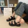 Muffin Thick-soled One-word Buckle with Sandals Women's Summer New Belt Buckle Student Casual Sandals