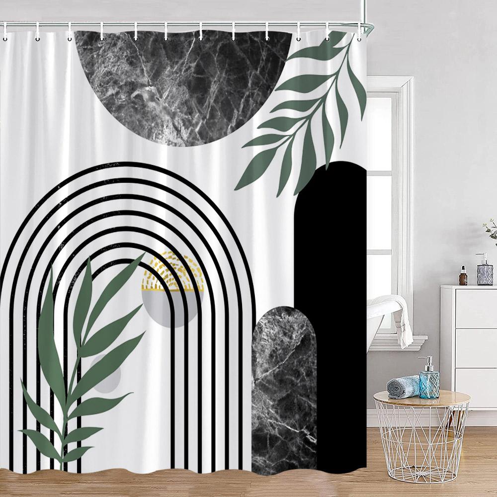 Abstrakta duschdraperier Nordisk mid-century-stil Badrumsdekorationer Modern minimalistisk badkarsgardin Polyester Badrumsdekor