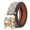 Korean Style Automatic Buckle Genuine Leather Belt for Men with Old Flower Pattern