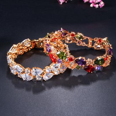 Bracciale Goccia d'Acqua in Zircone Aaa Placcatura in Oro Vero
