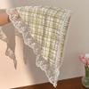 2026 Pastoral Style Lace Triangle Scarf Headband - Sweet Temperament Retro Plaid Ribbon Accessory.