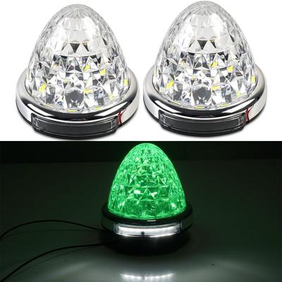 Rikopin Side Marker Lamp with Shoulder Light /24V Clear Lens Bass Marker Track Marker Crystal Lens Diamond Cut (Ice Green)