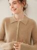 Women's Cashmere Polo Collar Knit Cardigan Sweater