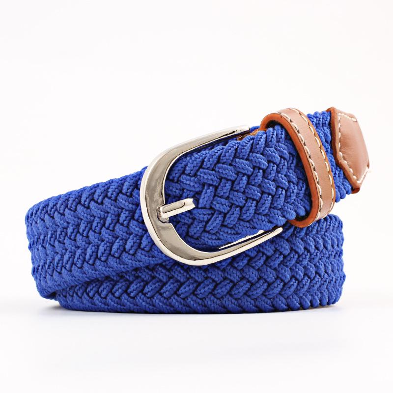 Unisex Youth Elastic Woven Canvas Leather Belt