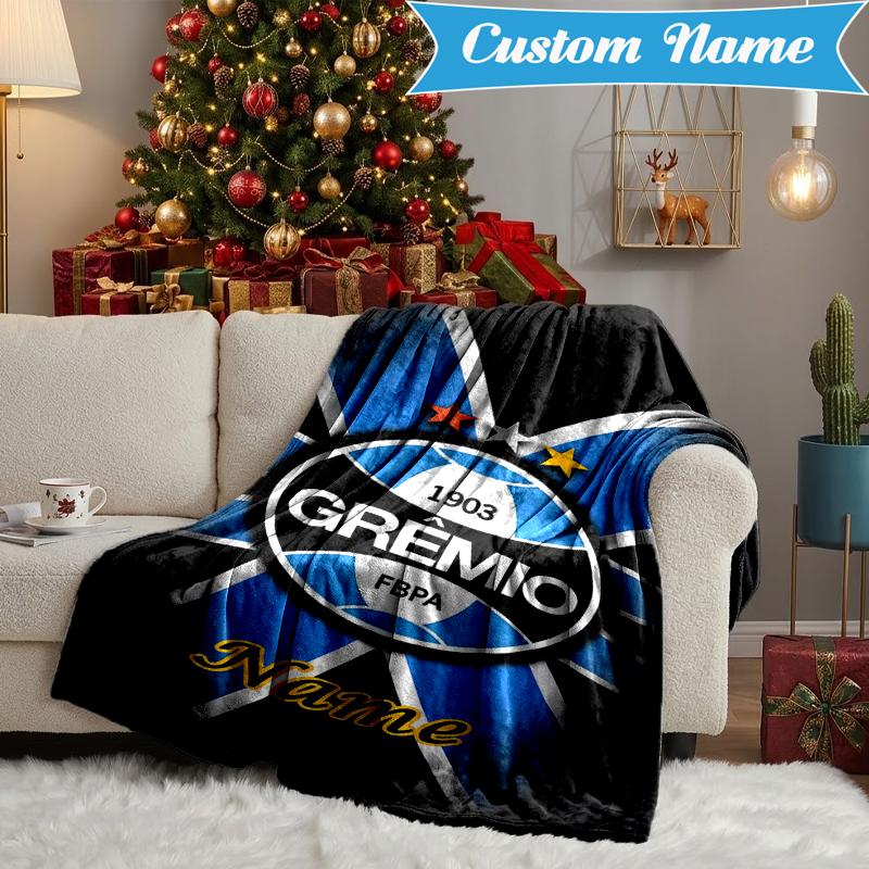 Custom Name Gremio FC Crest Design Blanket Lightweight Ideal Bedding Blanket Perfect for Travel, Camping, Living Rooms, Sofas, Christmas gift