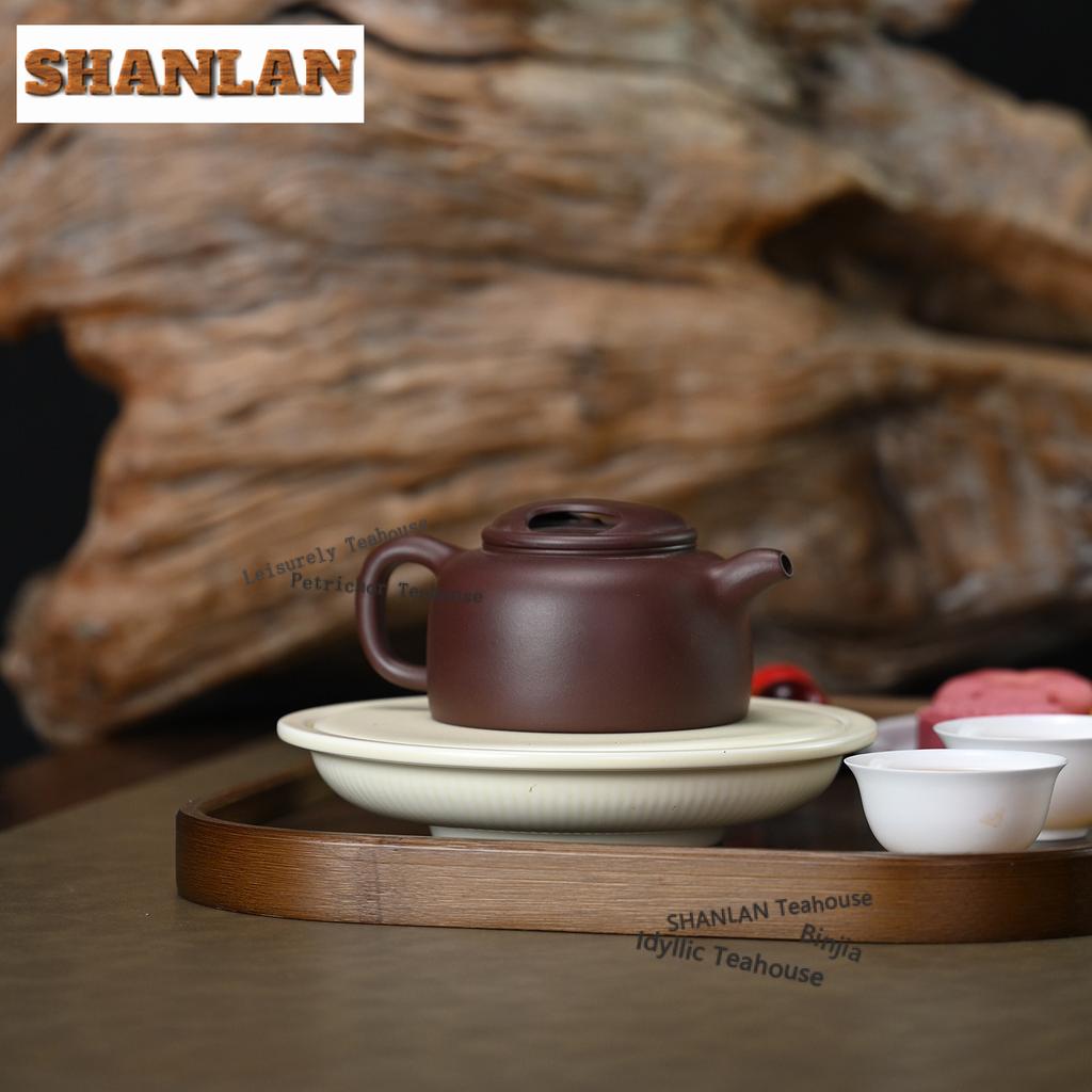 200ml Retro Yixing Purple Clay Teapots Handmade Cow Lid Lotus Seed Pot Raw Ore Purple Eggplant Mud Kettle Zisha Tea Set Gifts