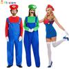 Halloween Costumes Adult Kids Parent-Child Costumes Super Mario Overalls Jumpsuit Cartoon Anime Game Uniform